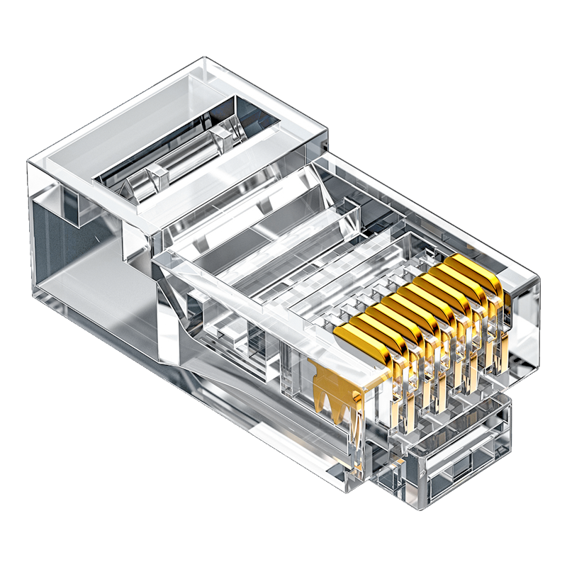 RC-8100 六类网线水晶头 6类RJ45千兆网络连接头 工程级电脑网线8P8C镀金宽带接头100个/盒 