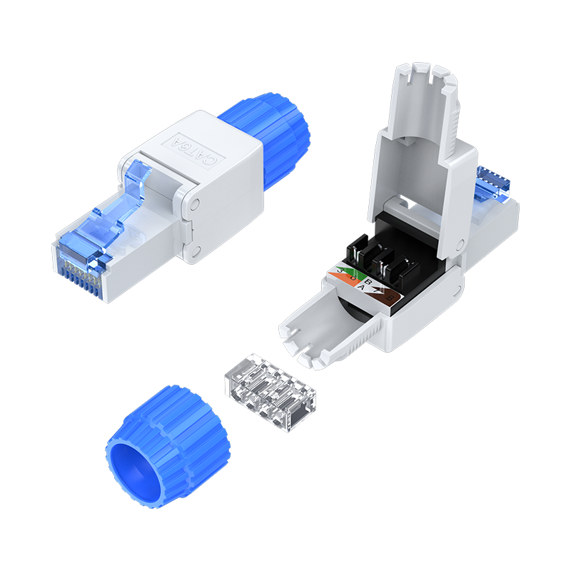 CMRJ6A01 超六类免压水晶头 工程级CAT6A服务器RJ45万兆网络免打网线水晶头 单个装