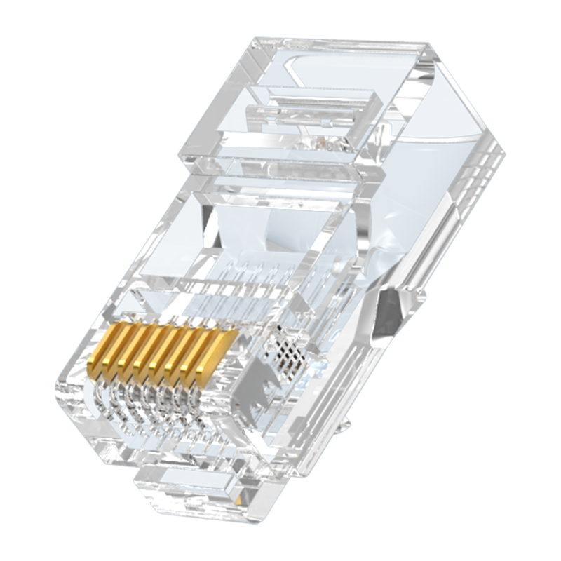 RCB-1100 水晶头超五类 镀金RJ45纯铜网络网线接头 cat5e非屏蔽8P8C电脑线缆连接器100个/盒 