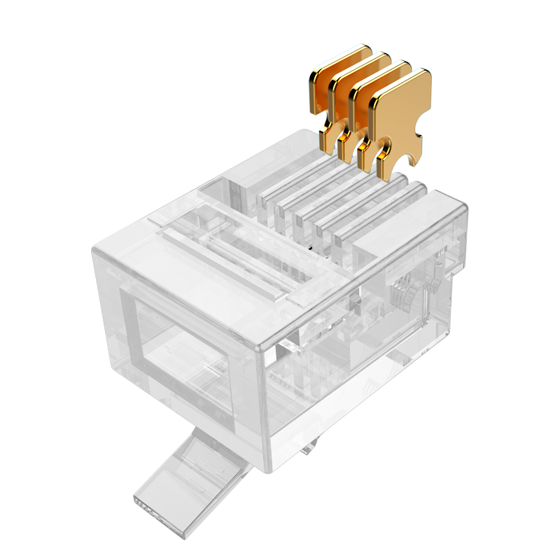 Rc-1050 telephone crystal head engineering grade pure copper gold-plated connector 4-core microphone unshielded RJ11 interface 6p4c telephone line connector 50/box