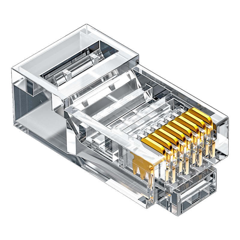 Crj6100e category 6 crystal head category 6 gigabit network cable connector RJ45 engineering computer network cable connector CAT6 crystal head gold plated 100