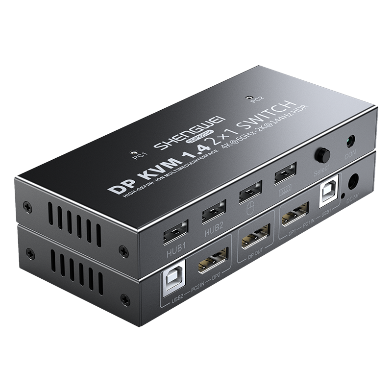 DDP3201K KVM切换器DP接口 二进一出台式机笔记本显示器监控鼠标键盘USB打印机共享器